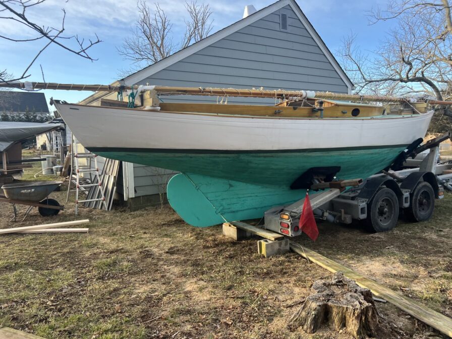 Antique Wooden sailboat delivered for restoration Long Island, NY